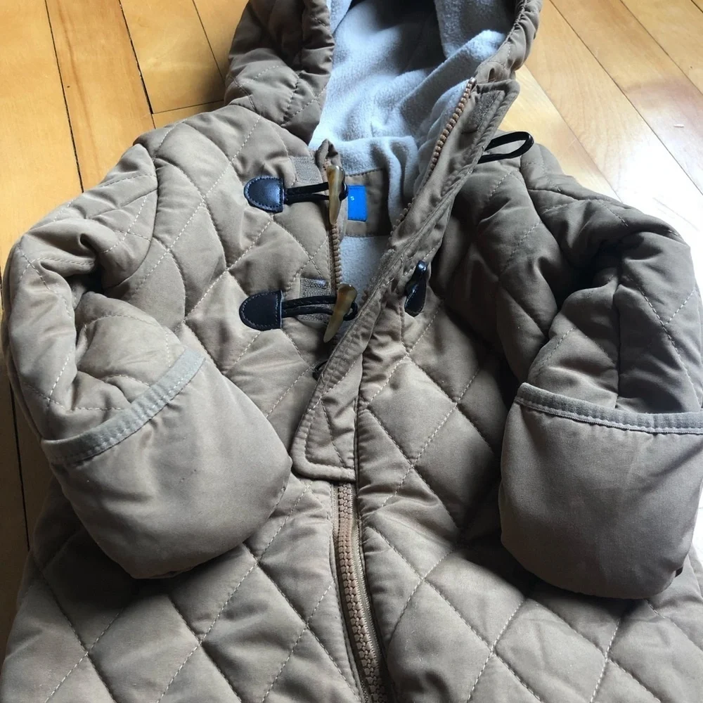 PERRY ELLIS Boy Brown‎ Tan Fleece Lined Quilted One Piece Baby Bunting Snowsuit - Picture 6 of 11